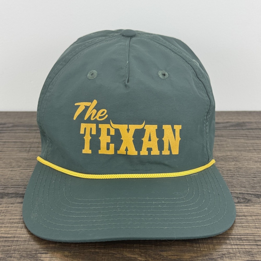 The Texan Hat Cap Snap Back Green Yellow Rope Nylon Fishing Mens REEL Sportswear